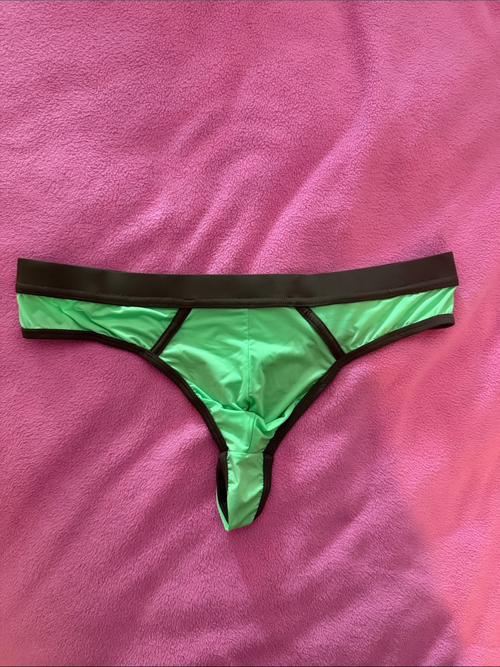 Green Thong  with Brown trim.